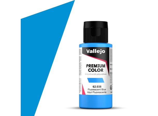 Vallejo Premium Fluo Blue 60ml Premium Airbrush Color - Fluorescent 