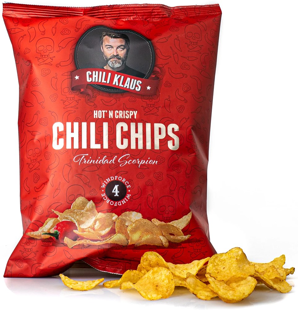 Chili Klaus Chili Chips Styrke 4 150g Vindstyrke 4 Trinidad Scorpion