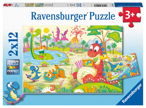 Dinosaurievänner Pussel 2x12 bitar Ravensburger Puzzle 