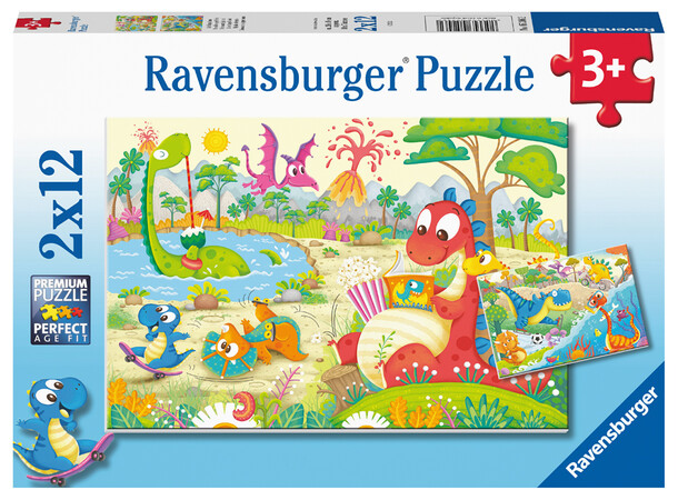 Dinosaurvenner Puslespill 2x12 biter Ravensburger Puzzle
