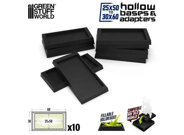 Hollow Plastic Bases 30x60mm Green Stuff World - Passer til Old World 