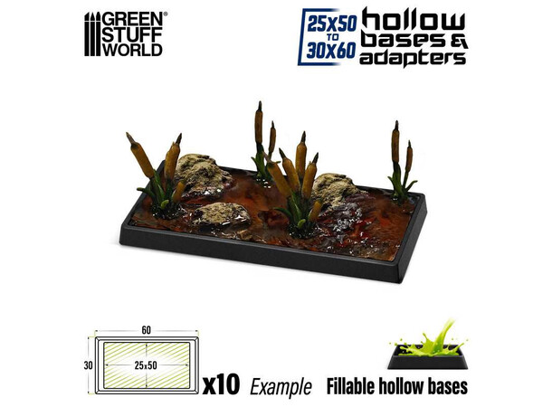 Hollow Plastic Bases 30x60mm Green Stuff World - Passer til Old World 