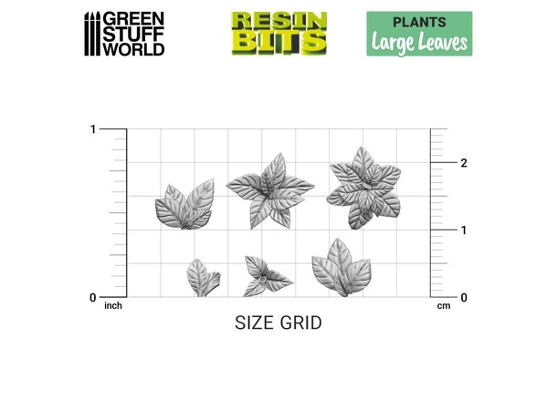 Large Leaves 3D Printed (30 st) 1:48 Green Stuff World 