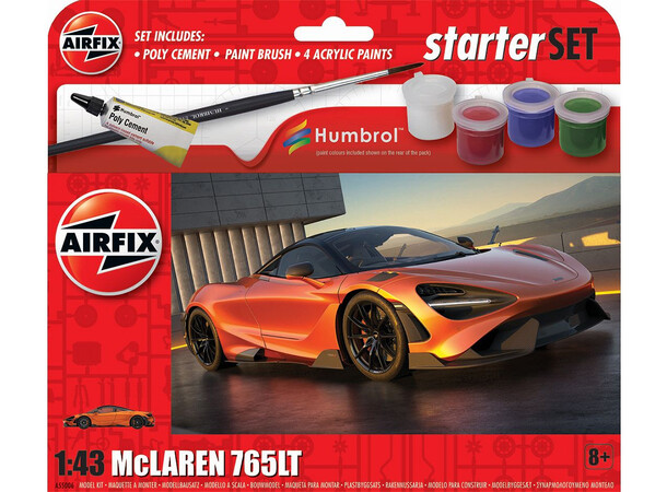 McLaren 765LT Starter Set Airfix 1:43 Byggesett 11 cm