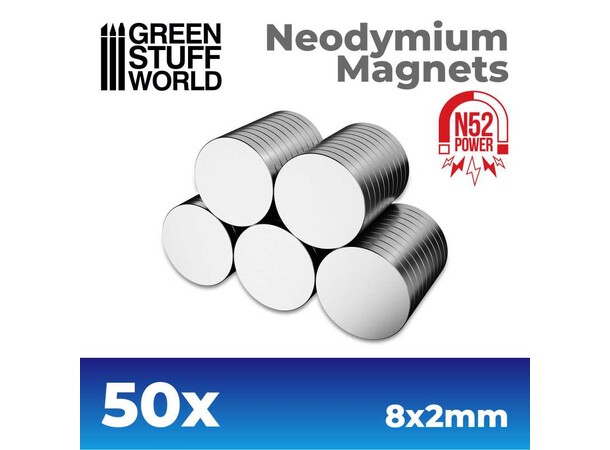 Neodymium Magnet 8x2mm - 50 stk Green Stuff World