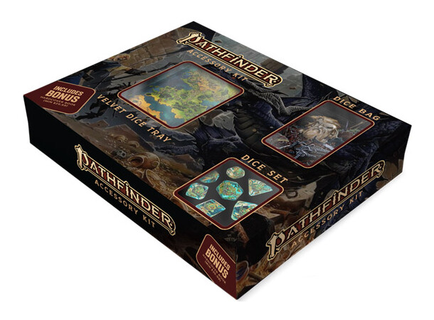 Pathfinder RPG Accessory Kit Velvet Dice Tray + Dice Bag + Dice Set 
