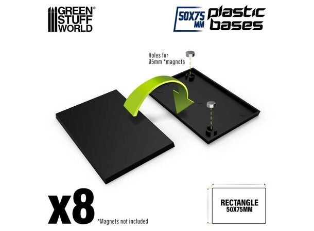 Rectangular Plastic Bases 50x75mm 8 stk Green Stuff World - Passer til Old World 
