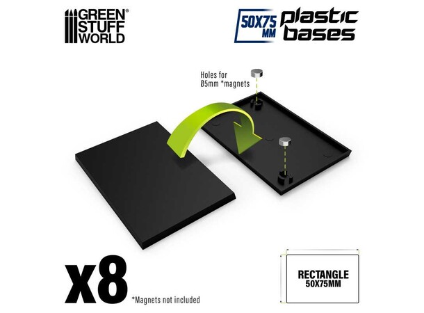 Rectangular Plastic Bases 50x75mm 8 stk Green Stuff World - Passer til Old World