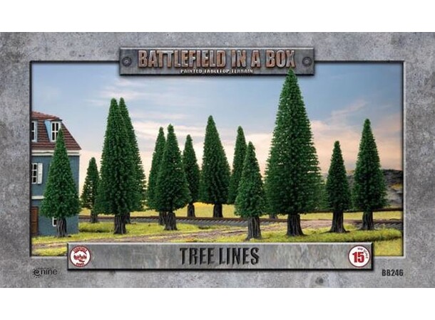 Terreng Tree Lines - 14 träd & tillbehör Färdigmålad - Battlefield in a Box 
