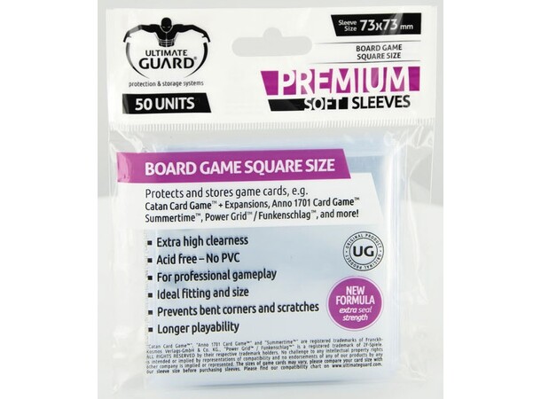 Brädspel Kortskydd 50st 73x73mm Square - Ultimate Guard 