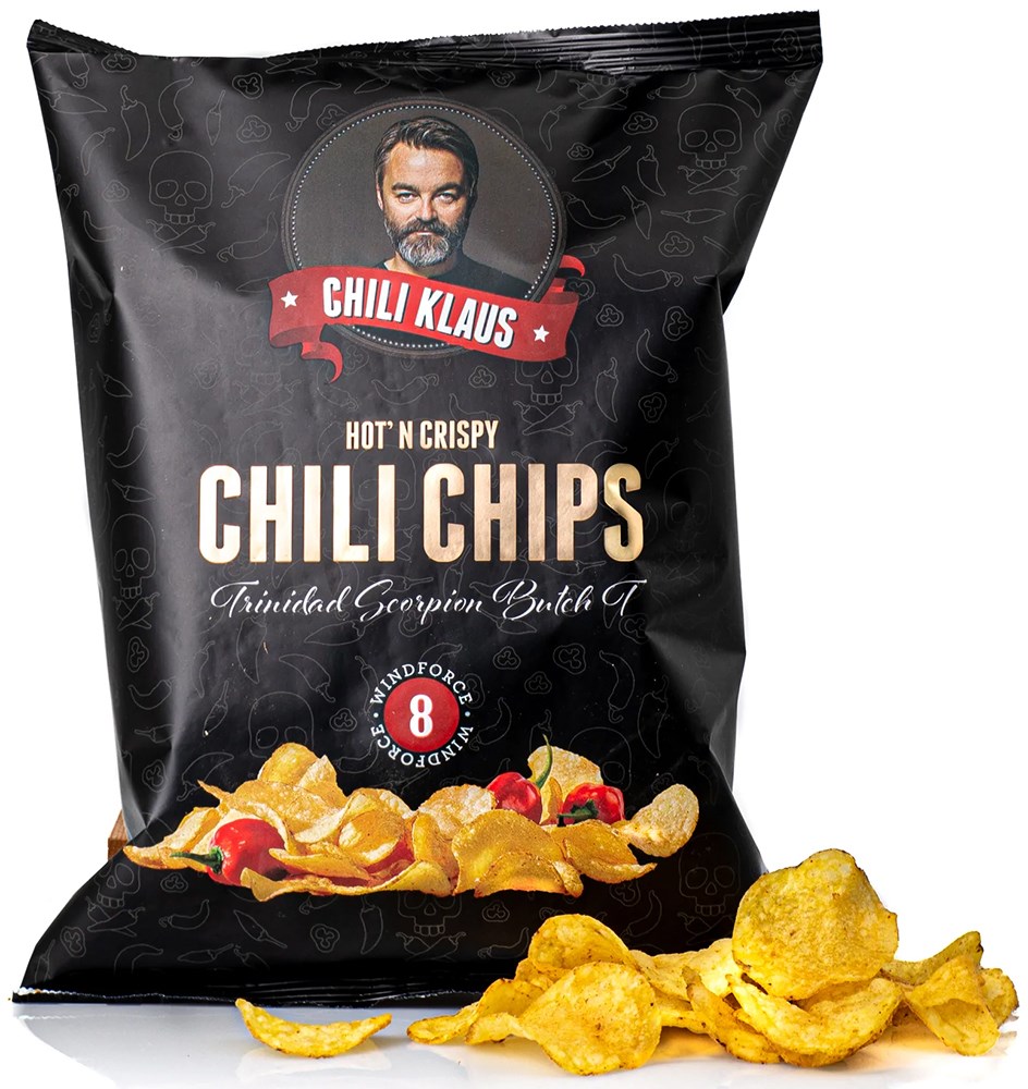 Chili Klaus Chili Chips Styrke 8 150g Vindstyrke 8 Trinidad Scorpion