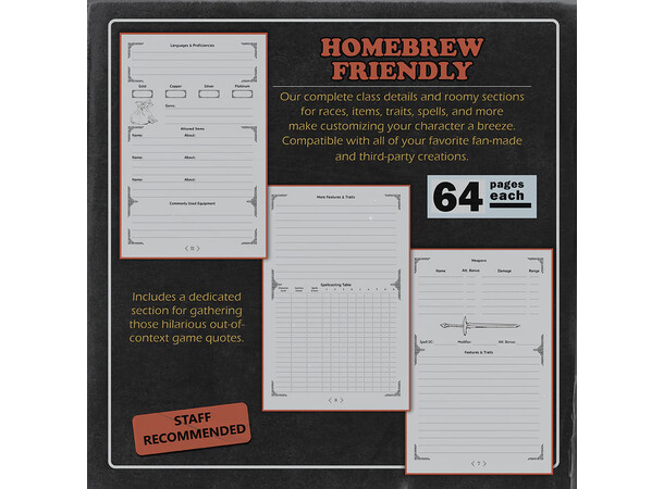 Dungeon Notes Heros Journals - 3 stk 