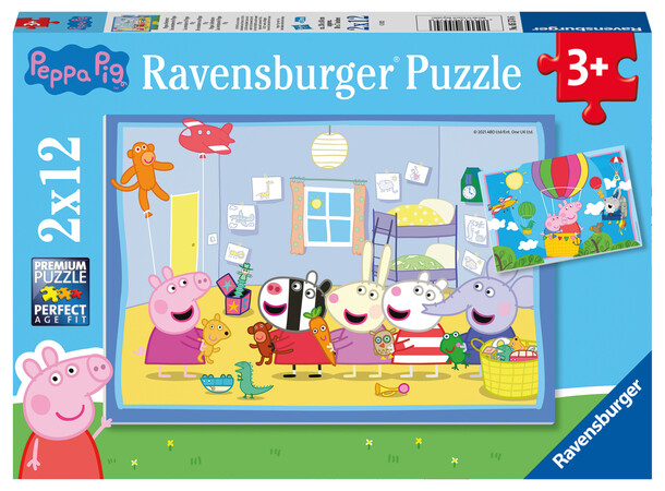 Peppa Gris Puslespill 2x12 biter Ravensburger Puzzle
