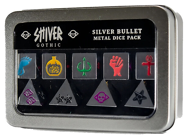Shiver RPG Gothic Silver Bullet Dice Metal Dice Pack