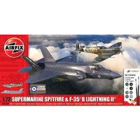 Spitfire/F-35B Lightning II Starter Set Airfix 1:72 Byggesett 22 cm Then and Now