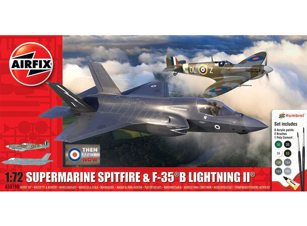 Spitfire/F-35B Lightning II Starter Set Airfix 1:72 Byggesett 22 cm Then and Now
