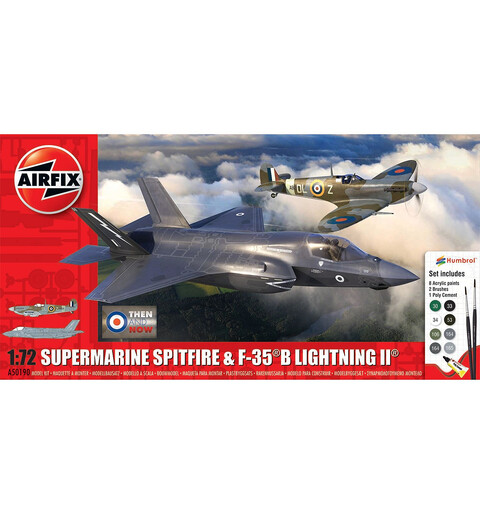 Spitfire/F-35B Lightning II Starter Set Airfix 1:72 Byggesett 22 cm Then and Now