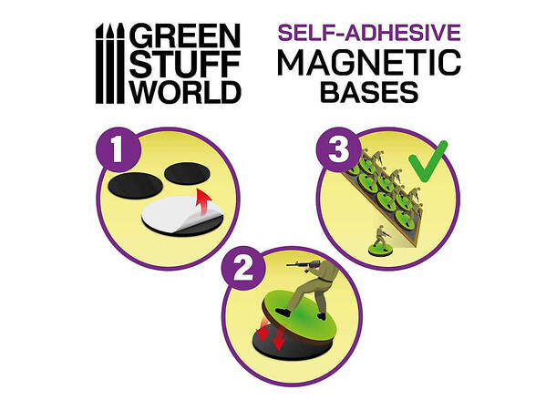 Magnetic Bases - 25mm (55 stk) Green Stuff World