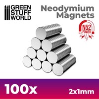 Neodymium Magnet 2x1mm - 100 stk Green Stuff World