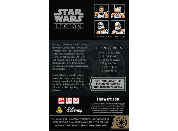 Star Wars Legion Commander Cody Exp Utvidelse til Star Wars Legion 