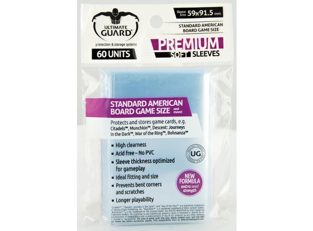 Brädspel Kortskydd 60st 59x91,5mm US Standard - Ultimate Guard 