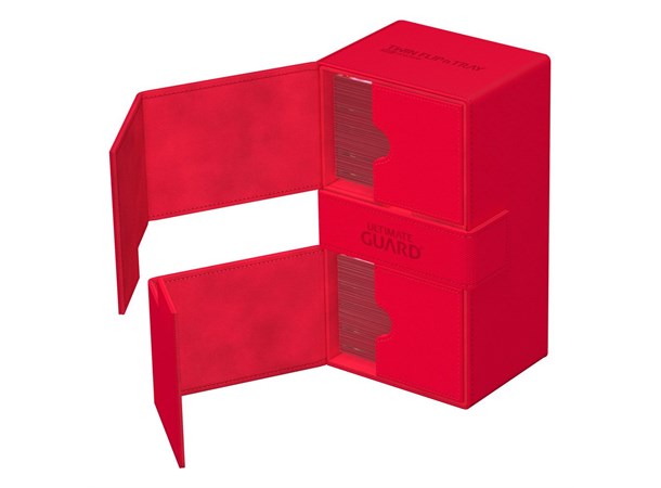 Deck Box Twin Flip Monocolor 200+ Rød Ultimate Guard Flip n Tray XenoSkin