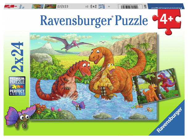 Lekne dinosaurer Puslespill 2x24 biter Ravensburger Puzzle
