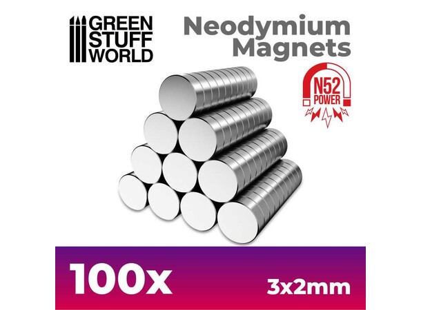 Neodymium Magnet 3x2mm - 100 st Green Stuff World 