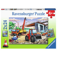 Byggeplass/Biler Puslespill 2x24 biter Ravensburger Puzzle