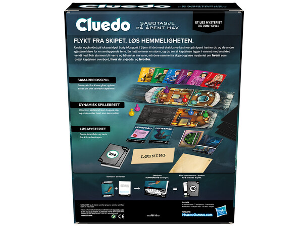 Cluedo Sabotasje på åpent hav Brettspill Norsk utgave 