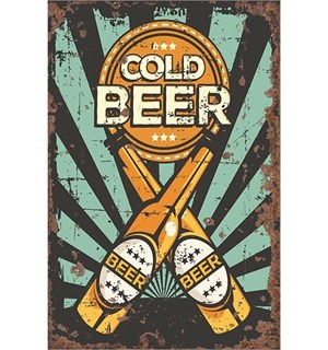 Metall Skilt Cold Beer 40 x 28cm 