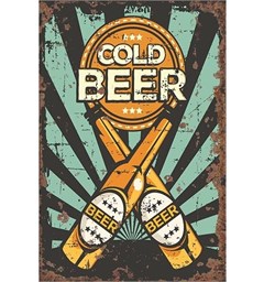 Metall Skilt Cold Beer 40 x 28cm