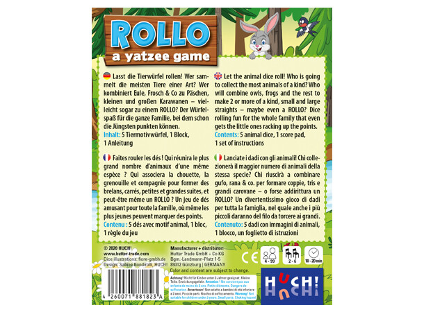 Rollo Yatzee Game Tärningsspel Svensk utgåva 