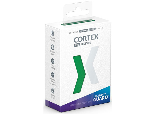 Sleeves Cortex Grön 100 st - 66x91 Ultimate Guard Standard Size 