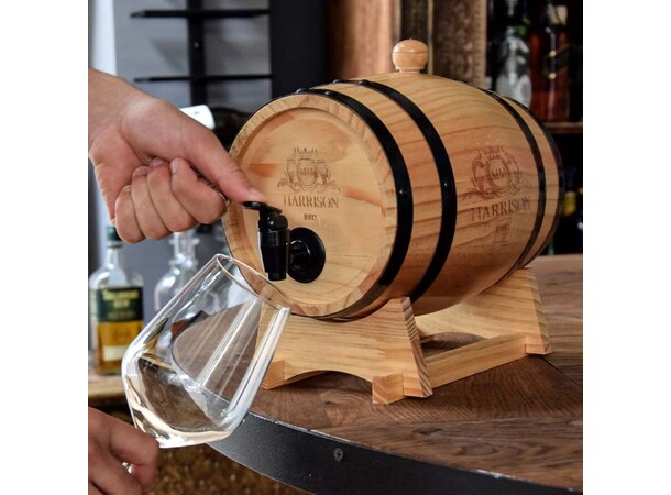 Trefatsdispenser för kartongvin - 3 L Wooden Barrel Dispenser 