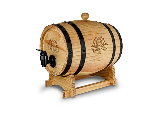 Trefatsdispenser för kartongvin - 3 L Wooden Barrel Dispenser 