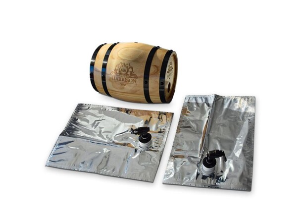 Trefatsdispenser för kartongvin - 3 L Wooden Barrel Dispenser 