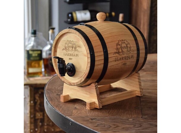 Trefatsdispenser för kartongvin - 3 L Wooden Barrel Dispenser 