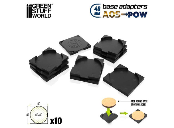 Base Adapter Round to Square 40mm Green Stuff World