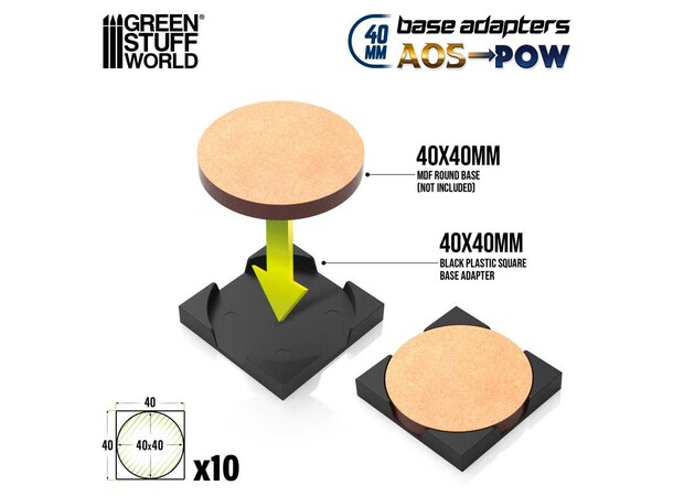 Base Adapter Round to Square 40mm Green Stuff World 