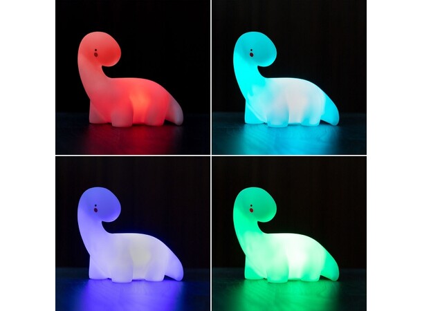 Dinosaur Nattlys Lampe 12cm Batteridrevet, fargeskiftende LED