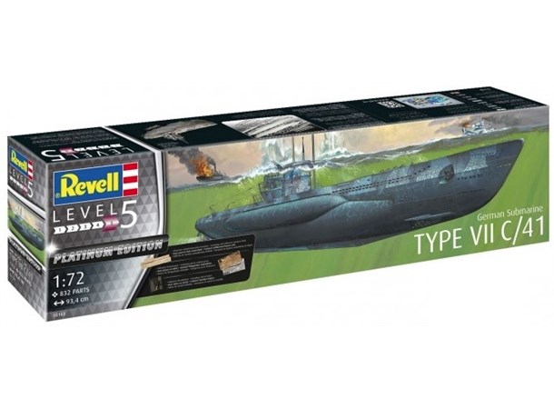German Submarine Type VII C/41 Platinum Revell 1:72 Byggesett