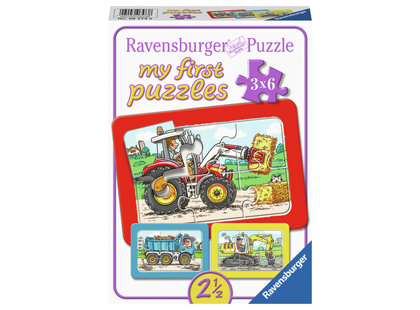 Stora grävmaskiner Pussel 3x6 bitar Ravensburger My First Puzzles 