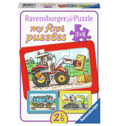 Store gravemaskiner Puslespill 3x6 biter Ravensburger My First Puzzles