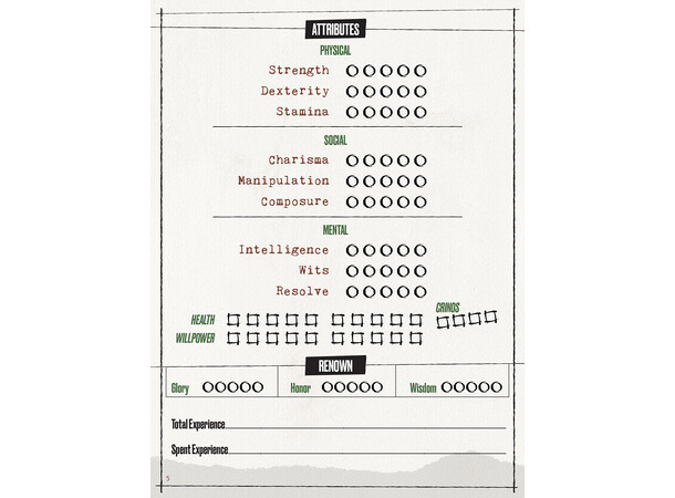 Werewolf Apocalypse RPG Expanded Journal Expanded Character Sheet Journal 