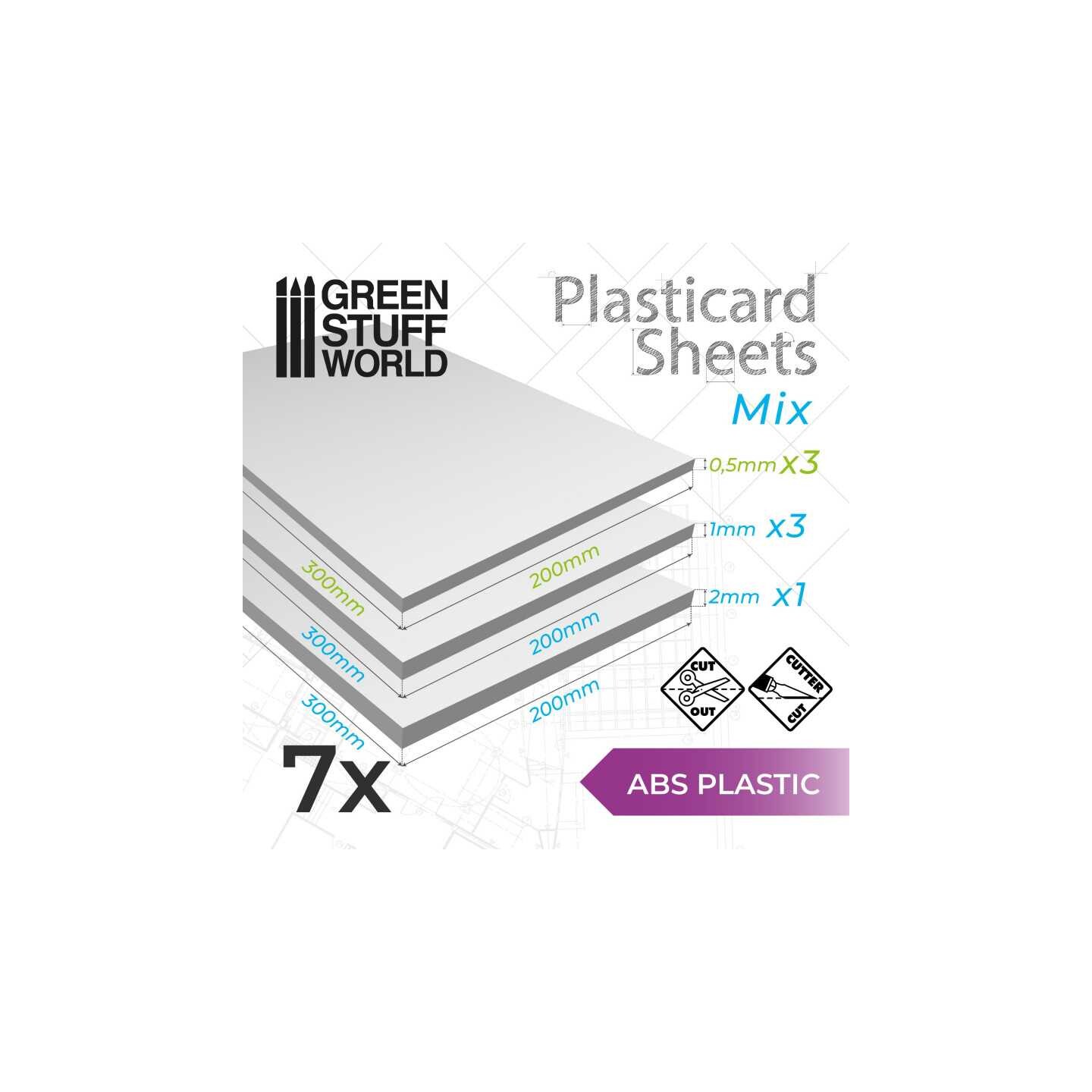 ABS Plasticard Sheets Mix - A4 (7 ark) Green Stuff World