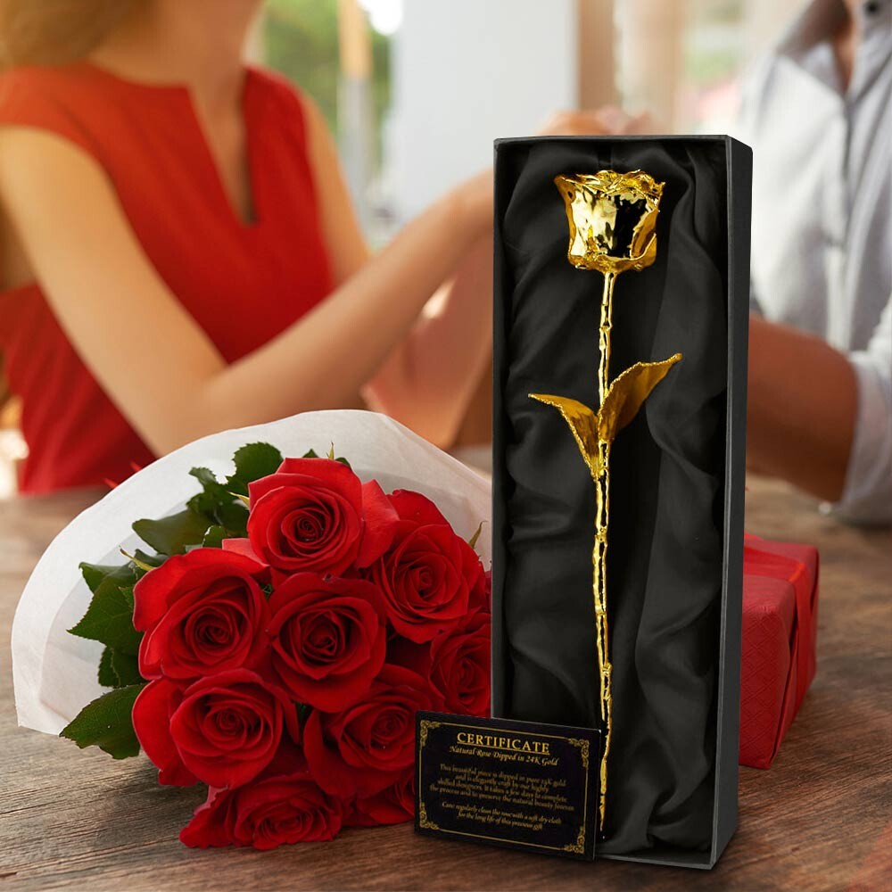 24K Golden Rose m/ gaveeske