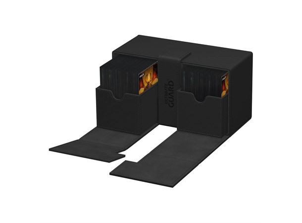 Deck Box Twin Flip Monocolor 200+ Svart Ultimate Guard Flip n Tray XenoSkin