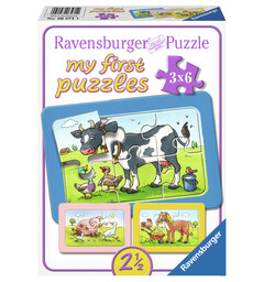 Gode dyrevenner Puslespill 3x6 biter Ravensburger My First Puzzles