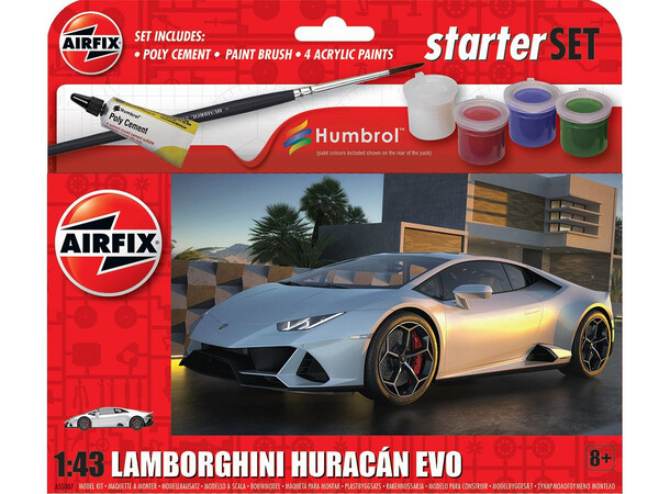 Lamborghini Huracan Evo Starter Set Airfix 1:43 Byggesett 11 cm